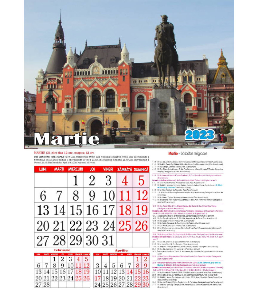 CALENDAR Orase 2023 CALENDAR Orase 2023