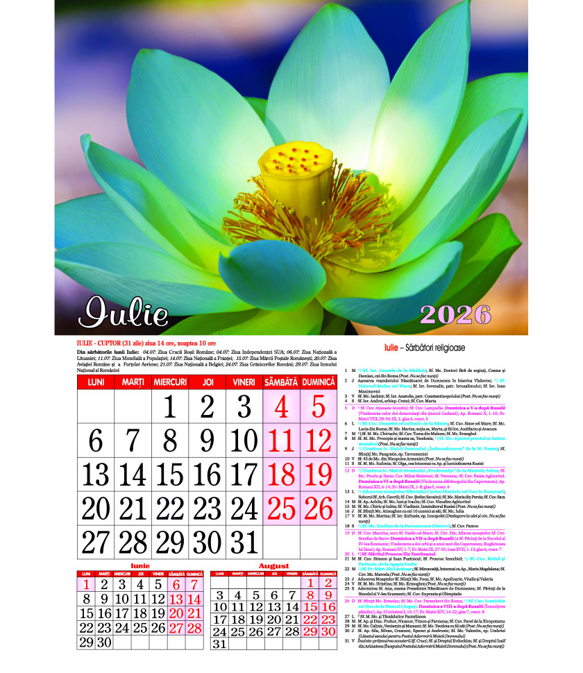 CALENDAR Flori 2026 - CALENDAR CU SPIRA FORMAT A3 CALENDAR Flori 2026 - CALENDAR CU SPIRA FORMAT A3