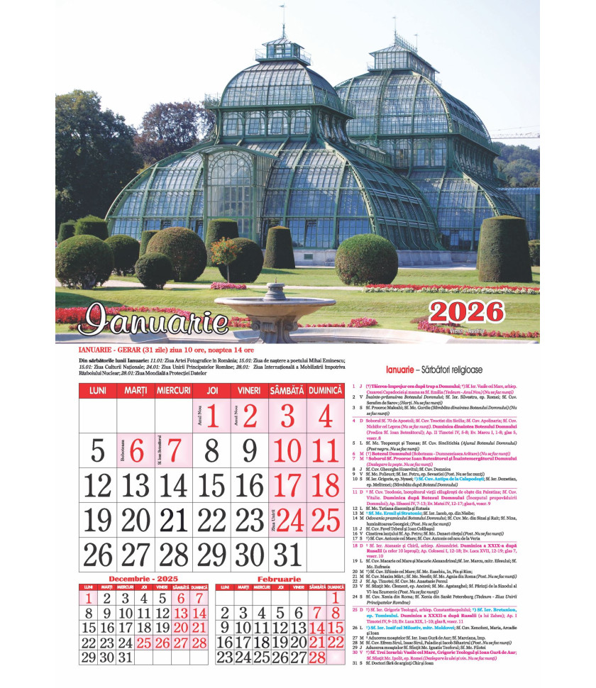 CALENDAR Orase 2026 - CU SPIRA FORMAT A3 CALENDAR Orase 2026 - CU SPIRA FORMAT A3