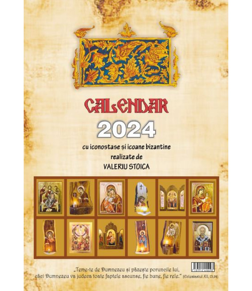 CALENDAR Crestin cu iconostase si icoane bizantine - A4 cu spira - 2024