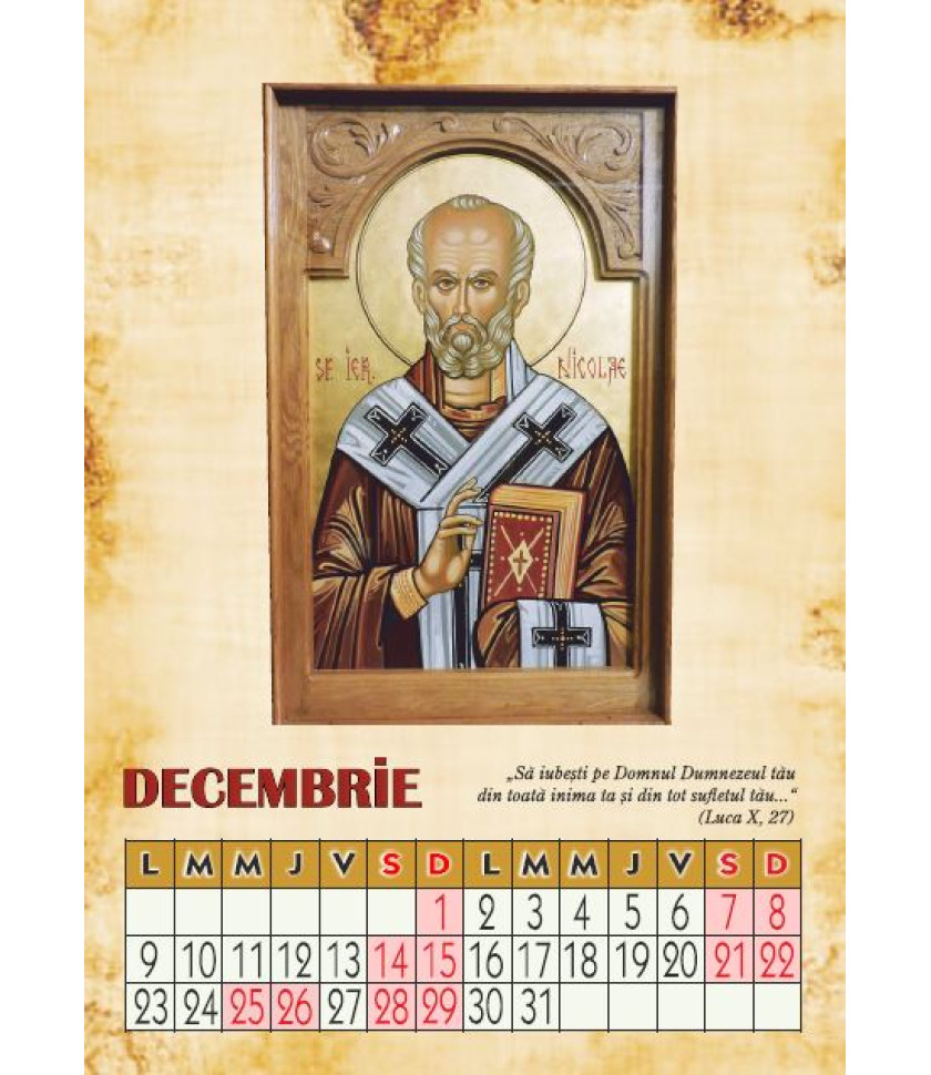 CALENDAR Crestin cu iconostase si icoane bizantine - A4 cu spira - 2024