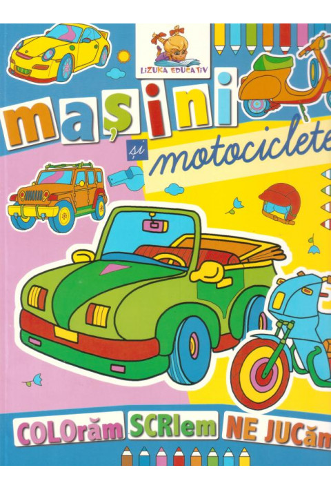 Masini si motociclete. Carte de colorat 