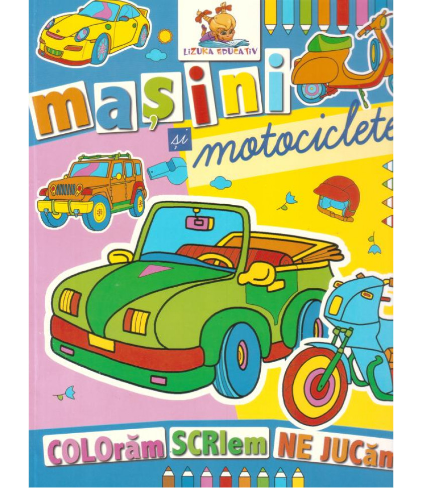 Masini si motociclete. Carte de colorat 