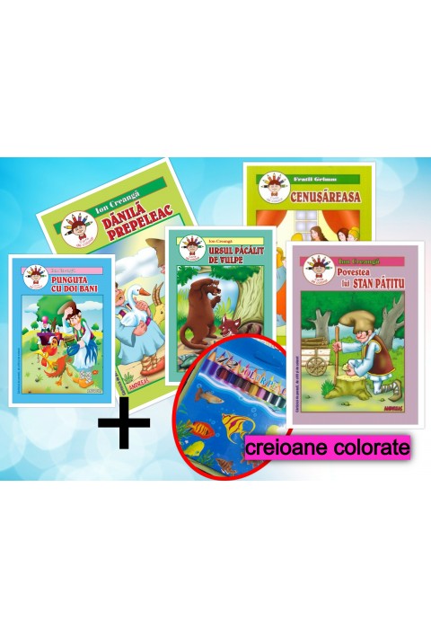 Pachet carti de colorat + 12 creioane colorate