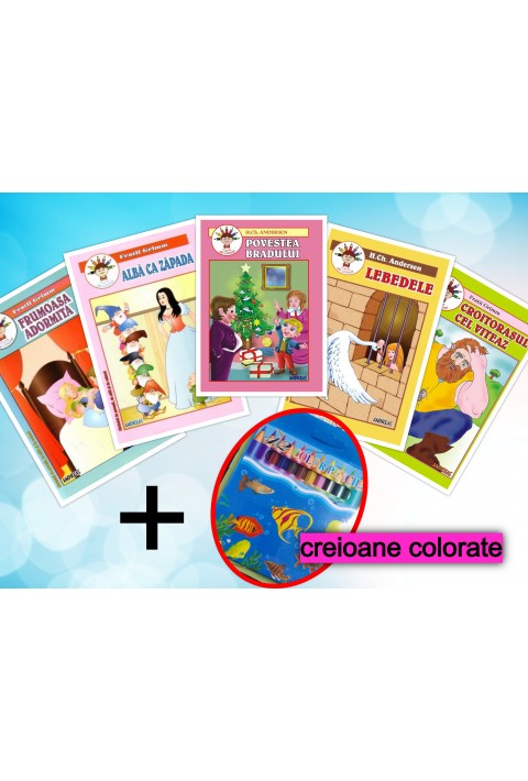 Pachet carti de colorat + 12 creioane colorate